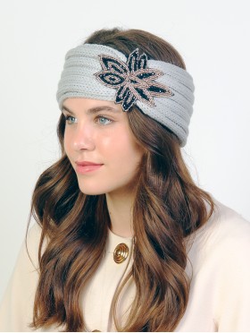 Rhinestone Knit Flower Headband